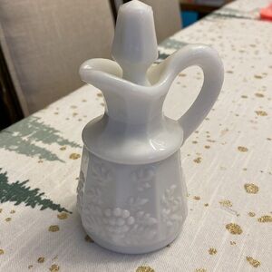 Vintage Westmoreland Panel Grape Milk Glass Cruet
